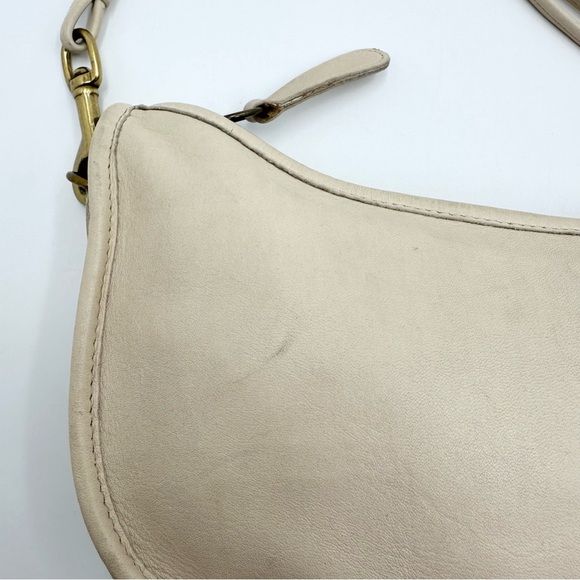 Vintage Coach Double Strap Swinger Bone Cream Leather Crossbody Bag - Picture 5 of 16